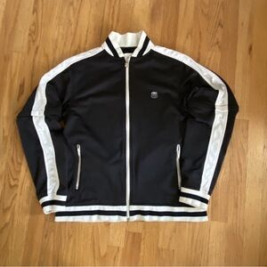 Stussy Black and White Varsity-Style Track Jacket